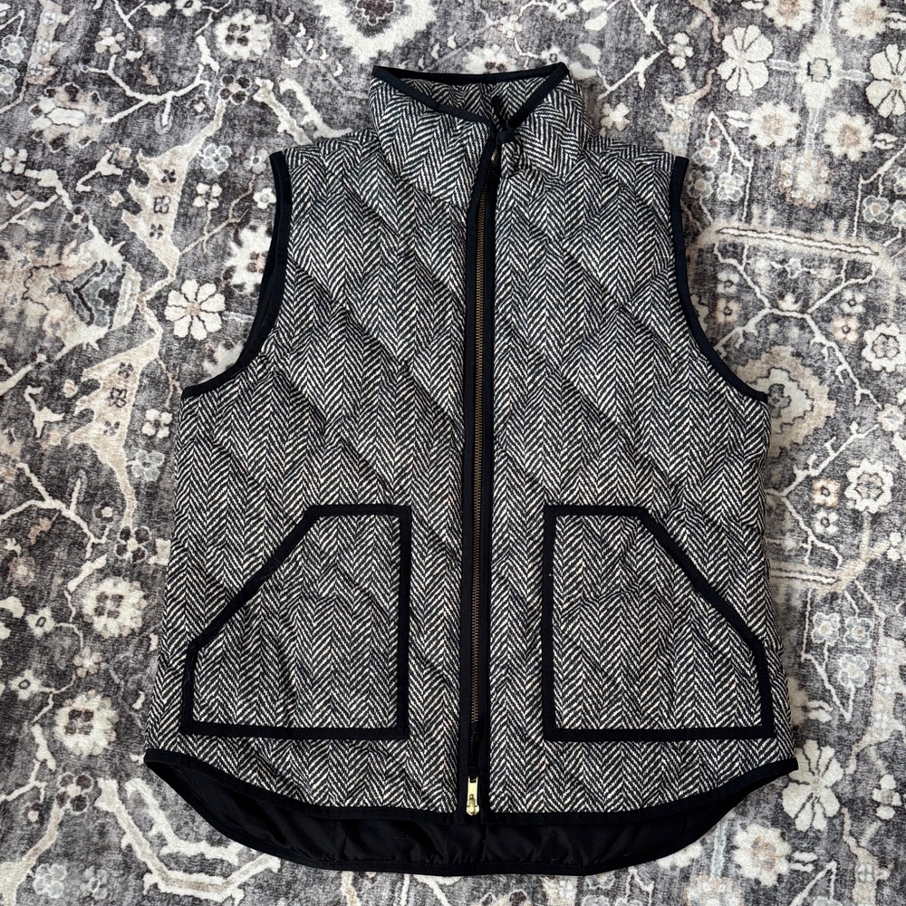 J. Crew Herringbone Black and White Vest
